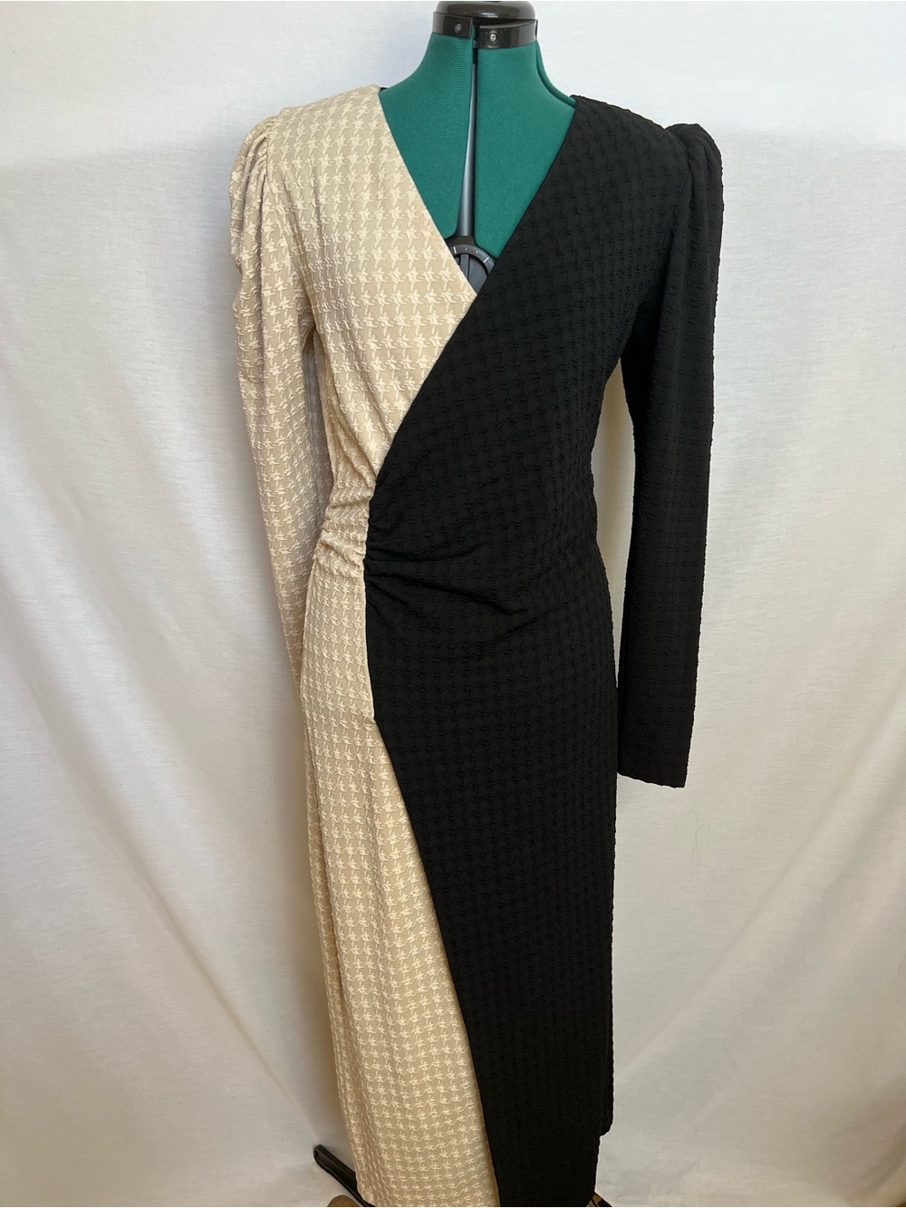 Stella Nova Two-Tone Black and Cream Faux Wrap Odina with Dress